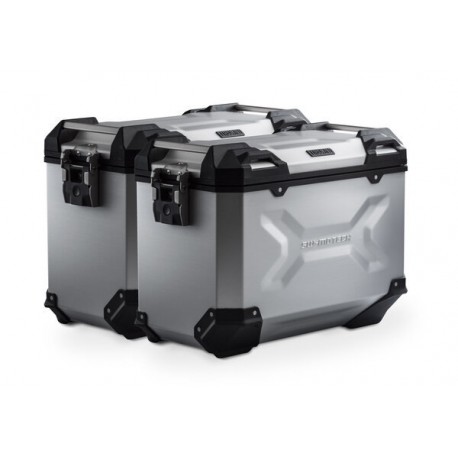 ZESTAW KUFRÓW BOCZNYCH TRAX ADV I STELAŻY SW-MOTECH MOTO GUZZI STELVIO (23-) SILVER 45/45L
