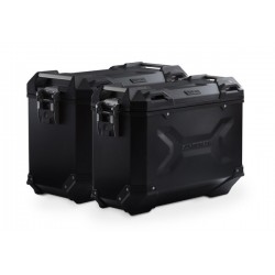 ZESTAW KUFRÓW BOCZNYCH TRAX ADV I STELAŻY SW-MOTECH MOTO GUZZI V85 TT / STRADA (24-) BLACK 37/45L