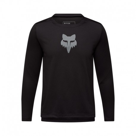 KOSZULKA ROWEROWA Z DŁUGIM RĘKAWEM FOX JUNIOR RANGER HEAD BLACK YS