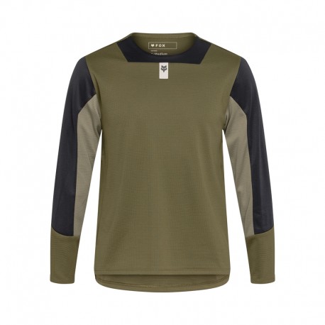 KOSZULKA ROWEROWA Z DŁUGIM RĘKAWEM FOX JUNIOR DEFEND OLIVE GREEN YS