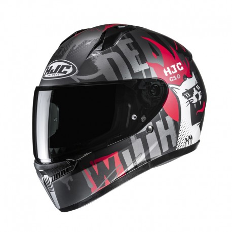 KASK MOTOCYKLOWY HJC C10 FOP GREY RED 3XS