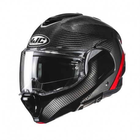 KASK MOTOCYKLOWY HJC F100 CARBON STAN BLACK RED XS