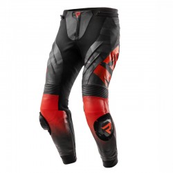 SPODNIE MOTOCYKLOWE SKÓRZANE REBELHORN INFERNO BLACK FLUO RED 46
