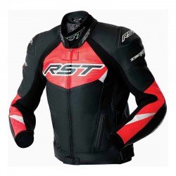 KURTKA MOTOCYKLOWA SKÓRZANA RST TRACTECH EVO D3O BLACK FLUO RED S
