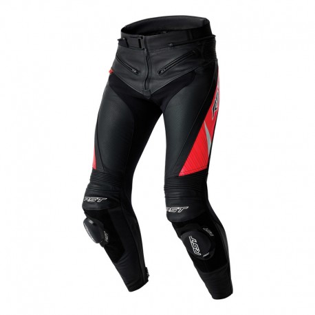 SPODNIE MOTOCYKLOWE SKÓRZANE RST TRACTECH EVO D3O BLACK FLUO RED S