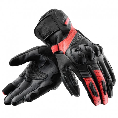 RĘKAWICE MOTOCYKLOWE REBELHORN VIPER BLACK GREY FLUO RED S