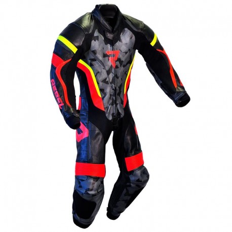 KOMBINEZON MOTOCYKLOWY JEDNOCZĘŚCIOWY JUNIOR REBELHORN REBEL BLACK FLO RED FLO YELLOW YXS