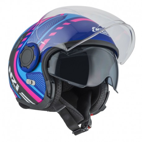 KASK MOTOCYKLOWY NZI RINGWAY 2 DUO CONNECTED BLUE PINK BLUE MATT M