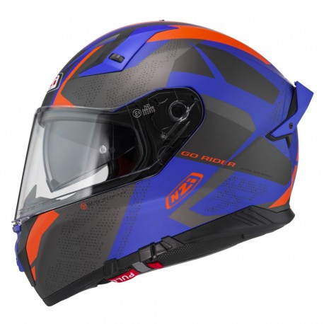 KASK MOTOCYKLOWY NZI GO RIDER STREAM DUO TRIDENT BLUE ANTRACITE ORANGE MATT XXL