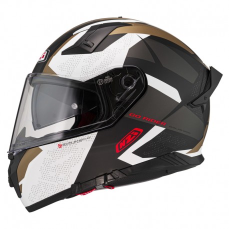 KASK MOTOCYKLOWY NZI GO RIDER STREAM DUO TRIDENT BLACK GREY GOLD MATT XL