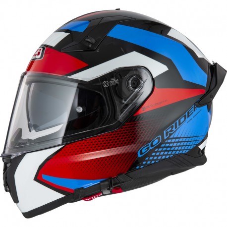 KASK MOTOCYKLOWY NZI GO RIDER STREAM DUO QUADRI BLACK RED BLUE 3XL