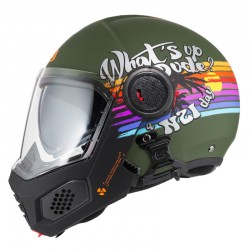 KASK MOTOCYKLOWY NZI MINIMOD DUO RAINBOW GREENBLACK SILVER MATT XXL