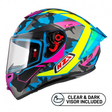 KASK MOTOCYKLOWY NZI TRENDY STREAM CAMU BLUE NEON PINK BLUE S MATT XXL