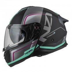 KASK MOTOCYKLOWY NZI COMBI 3 DUO ORBE BLACK ANTRACITE BEIGE TURQUOISE MATT S