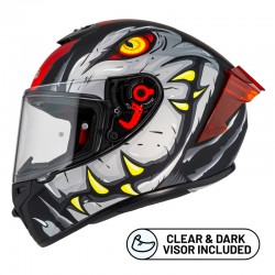 KASK MOTOCYKLOWY NZI TRENDY STREAM RAPTOR BLACK GREY RED S MATT XXL