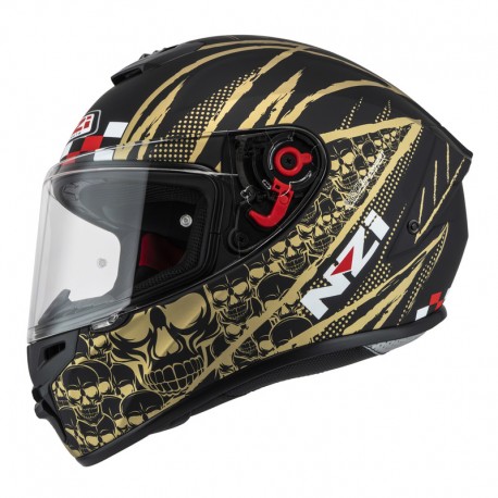 KASK MOTOCYKLOWY NZI TRENDY STREAM FLAG BLACK GOLD MATT S