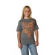 T-SHIRT JUNIOR FOX IMAGE PRINT HEAD HEATHER DARK GREY YS