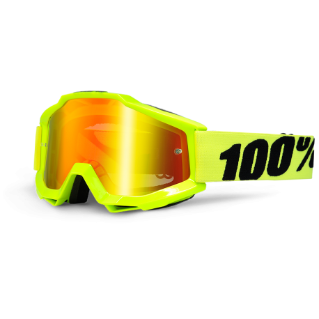 GOGLE 100% ACCURI FLUO YELLOW ŻÓŁTE FLUO  SZYBKA LUSTRO