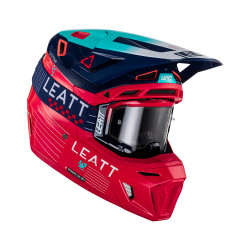 KASK LEATT MOTO 8.5 V23 + GOGLE VELOCITY 5.5 CZERWONY GRANATOWY NIEBIESKI