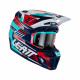 KASK LEATT MOTO 8.5 V23 + GOGLE VELOCITY 5.5 ROYAL GRANATOWY CZERWONY NIEBIESKI