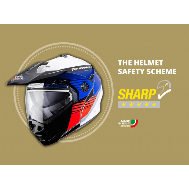 CABERG TOURMAX TITAN HELMET PINLOCK WHITE/BLUE/RED - bikers-shop.pl