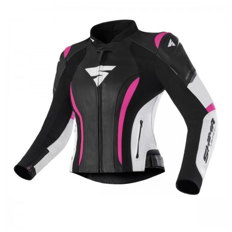 SHIMA LADY MIURA 2.0  BLACK WHITE PINK LEATHER JACKET