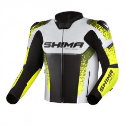 SHIMA STR 2.0 BLACK YELLOW FLUO LEATHER JACKET