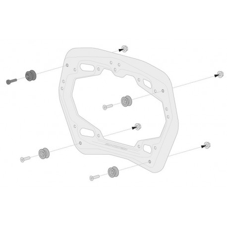 ZESTAW ADAPTERÓW NA STELAŻ PRO NA KUFRY BOCZNE AERO ABS SW-MOTECH SILVER