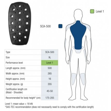 OCHRANIACZ PLECÓW SAS-TEC LEVEL 1 BLACK XL (1 SZT.)