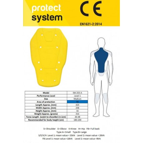 OCHRANIACZ PLECÓW PRO-TEC SW-253-A YELLOW M (420MM)