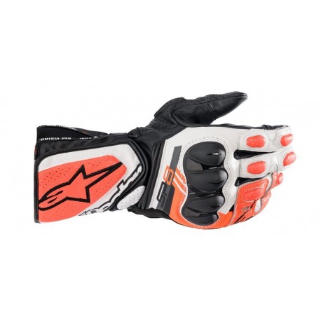 RĘKAWICE SKÓRZANE ALPINESTARS SP-8 V3 BLACK/WHITE/RED FLUO S