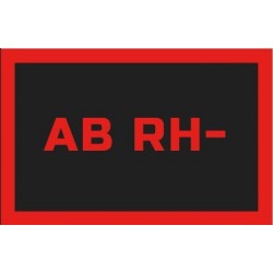 ODZNAKA NA RZEP REBELHORN GRUPA KRWI AB RH- BLACK/RED 50X80MM