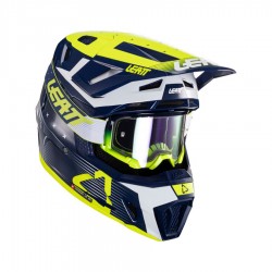 KASK LEATT MOTO 7.5 V24 + GOGLE VELOCITY 4.5 GRATIS GRANATOWY/ŻÓŁTY FLUO/BIAŁY