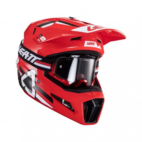 KASK LEATT MOTO 3.5 V24 + GOGLE VELOCITY 4.5 GRATIS CZERWONY CZARNY BIAŁY